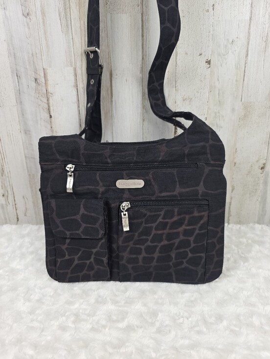 Baggallini Handbags - Baggallini Everywhere Slim Black Patterned Crossbody Bag